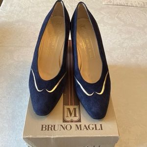 Bruno Magli classic navy suede 2.5”heels. Original box